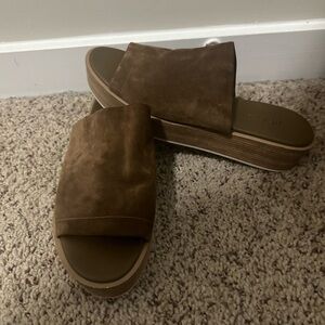 Vince Brown Suede Slide Sandals